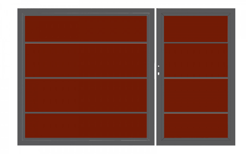 System Board XL Doppeltor rot 2838 H:180cm, Anthrazitrahmen, Sonderbreite