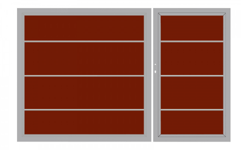 System Board XL Doppeltor rot 2838 H:180cm, Silberrahmen, Sonderbreite