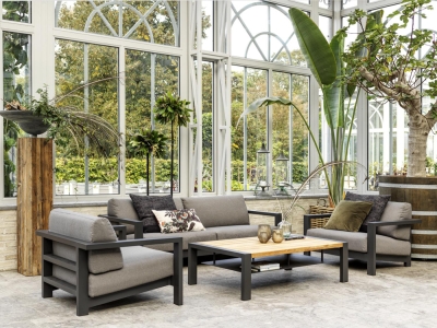 Brafab Amesdale Loungegruppe Aluminium anthrazit, 4-teilig mit Polstern
