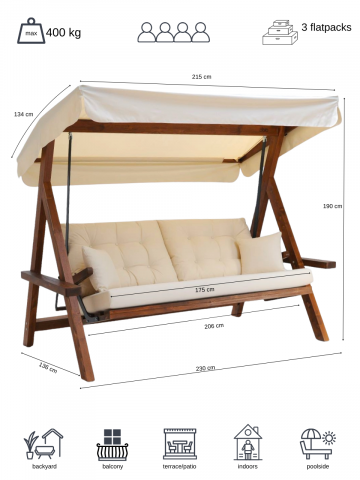 Pemode Hollywoodschaukel Lyon 2400 Beige