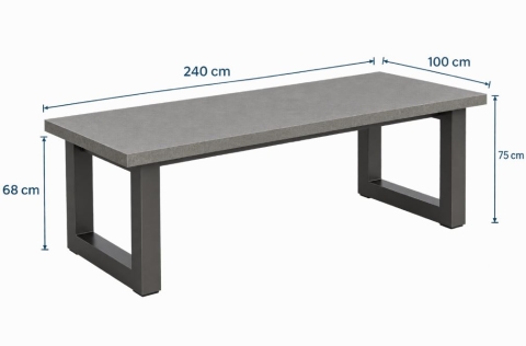 Life Stelvio Tisch 240x100cm Lava, Platte Keramik