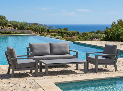 Life Timber-Concept Lounge-Set, Mist grey inkl. Polster