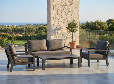 Life Timber-Concept Lounge-Set, Mist grey inkl. Polster