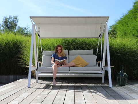 Hollywoodschaukel Zebra Aluminium Deluxe Wei&szlig; inkl. Polster