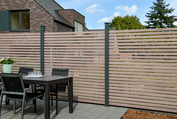 Osmo Alu Fence Rhombus Grundelement Graubraun Zaun MESEM.de