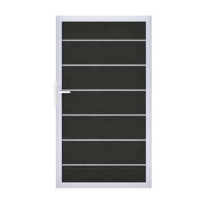 GrojaSolid Grande Premium BPC Steckzaun Universal Tor 100x180cm schwarz co-extrudiert-Alu-blank EV1