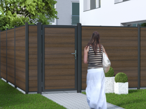 System WPC Platinum XL Zauntor 2635 Universalanschlag 98x180 cm