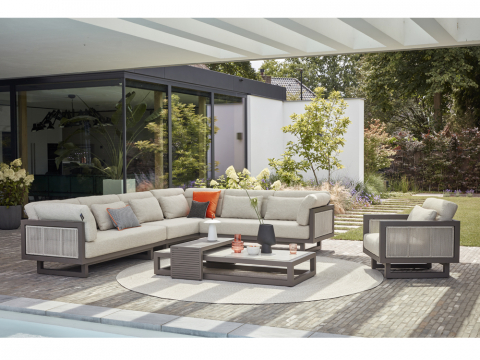 Apple Bee Santorini Loungesofa links, Seite ROPE 159cm Aluminium quarz