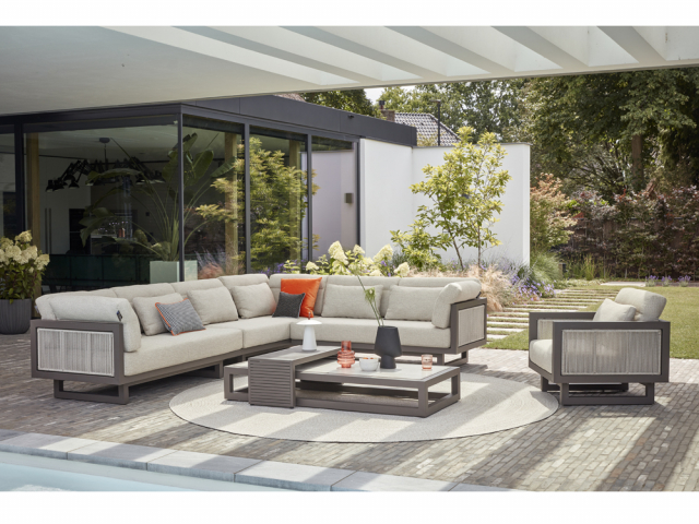 Apple Bee Santorini Loungesofa links, Seite ROPE 159cm Aluminium quarz