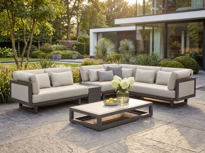 Apple Bee Santorini Loungegruppe 3 gepolstert Alu taupe ca. 360x242cm