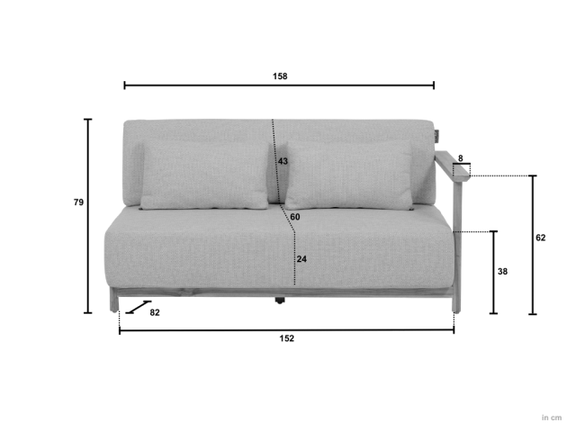 Apple Bee St. Lucia Loungesofa links 158cm aus Teak