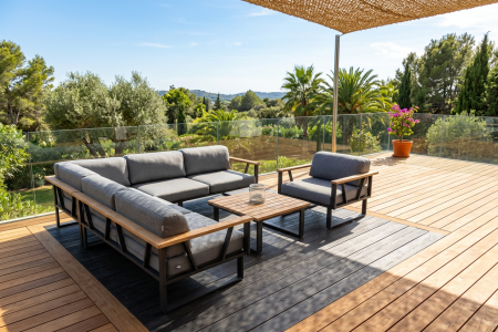 Zebra Gartenm&ouml;bel-Set Belvedere Ecklounge ca. 238,5x239cm graphit - tweed grey