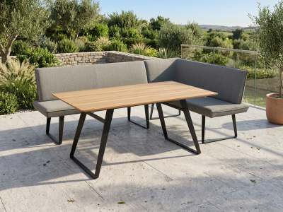 Niehoff Elba Eckbank 237x170cm links Alpine grau und Elba Tisch 160x95cm