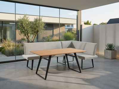 Niehoff Elba Gartenm&ouml;bel-Set-2 Eckbank Links 235x170cm,  Alpin beige, Tisch Elba 160x95cm