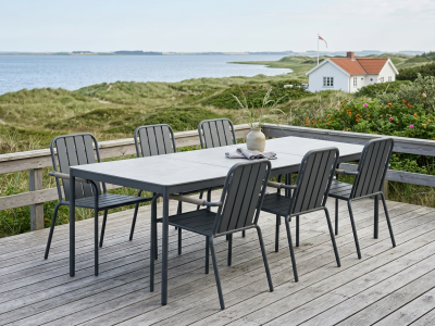 Brafab Nox-Innes Sitzgruppe 2 Aluminium anthrazit 9-teilig, 6 Sessel 1 Tisch 237x90cm