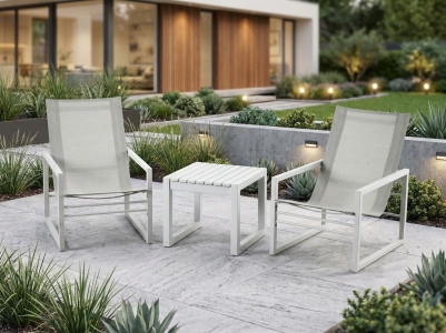 Brafab Vevi Lounge-Set Aluminium wei&szlig;, 3-teilig