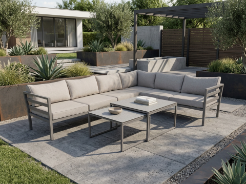 Brafab Weldon-Talance Loungeset 296x226cm, Aluminium khaki, inkl. Polster