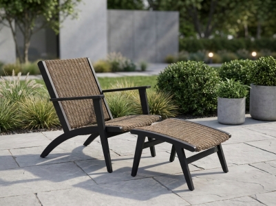 Brafab Kira Lounge-Set black-rustic, 1 Loungesessel, 1 Fu&szlig;hocker