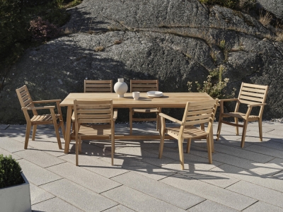 Brafab Keros Sitzgruppe-2 aus 6 Stapelsesseln und 1 Tisch 230x100cm