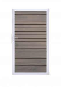 GrojaSolid Rhombus BPC Steckzaun Universal Tor Sonderbreite H:180 cm BiColor co-exdrudiert - Alu -blank  EV1