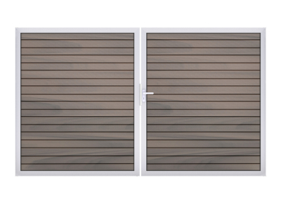 GrojaSolid Rhombus BPC Steckzaun Doppeltor 300x180cm Bicolor co-exdrudiert Alu-blank EV1, DIN links