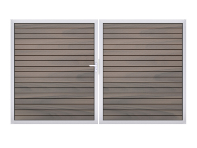 GrojaSolid Rhombus BPC Steckzaun Doppeltor 300x180cm Bicolor co-exdrudiert Alu-blank EV1, DIN rechts
