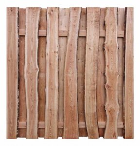 Bohlenzaun Rustic 180x180cm aus Lärche natur aus unbesäumten, sägerauen Bohlen