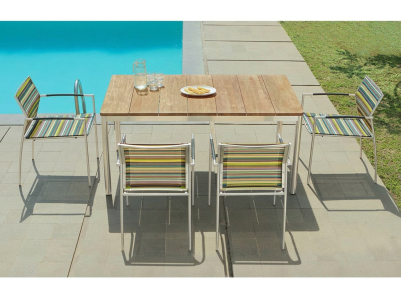 Zebra 4 Rovex Sessel und 1 Naxos Tisch 160x90cm Gartenm&ouml;bel-Set