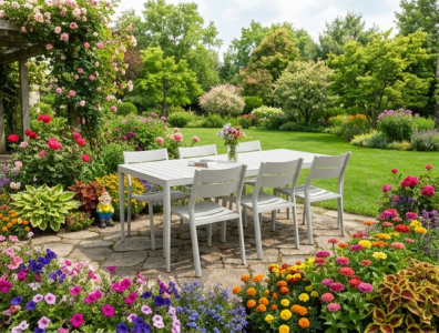 Brafab Bigby-Delia Gartenm&ouml;bel-Set-1, 6 Stapelsessel und 1 Tisch 195x90cm