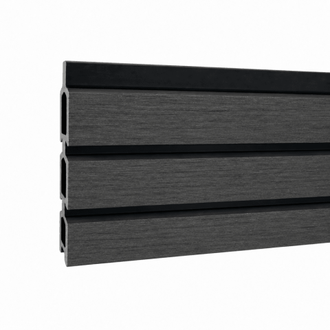 Elephant Steckzaun Set Triple Rhombus 180x178cm WPC Anthrazit, Leisten Schwarz