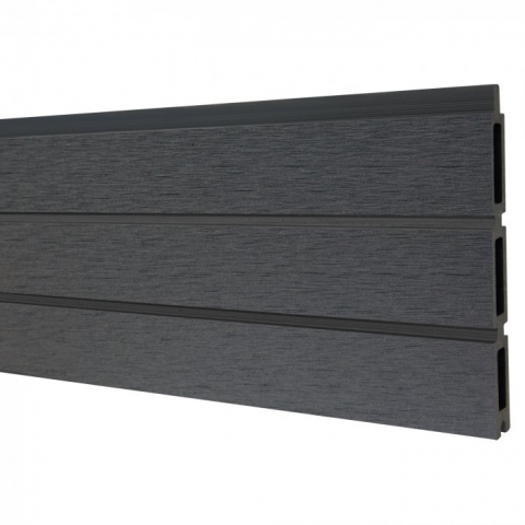 Elephant Steckzaun Set Triple Rhombus WPC Steingrau Leisten Schwarz