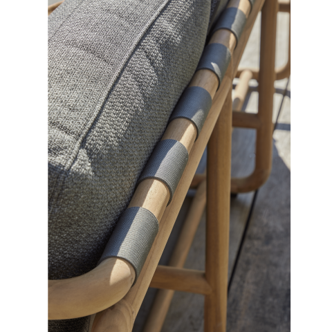 Apple Bee Dolce 3-Sitzer Loungesofa 210cm Teak Kissen Grau