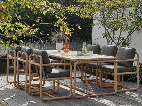 Apple Bee Dolce Armlehnstuhl Teak Kissen Grau