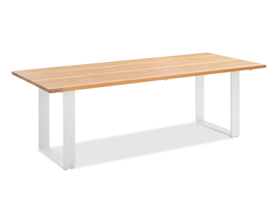 Niehoff Noah Tisch, Profilkufe Ivory, Tischplatte Teak geölt, 160cm