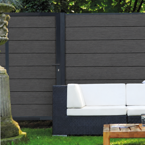 Elephant Zauntor Modular 180 WPC Steingrau co-extrudiert 90x176cm inkl. Beschlag