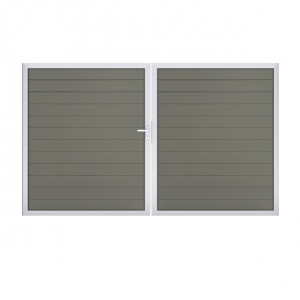 GrojaSolid BPC Steckzaun Doppeltor DIN Rechts Sonderbreite H:180cm grau EV1