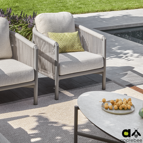 Apple Bee Bora Bora Lounge Sessel Rope inkl. Kissen Aluminium taupe