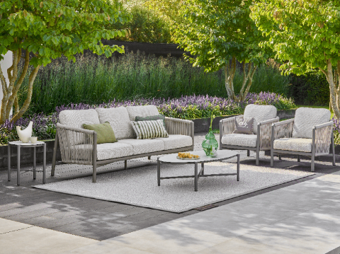 Apple Bee Bora Bora Lounge Sessel Rope inkl. Kissen Aluminium taupe