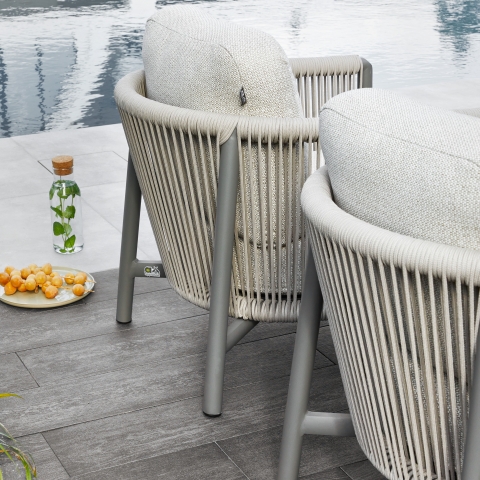 Apple Bee Bora Bora Lounge Sessel Rope inkl. Kissen Aluminium taupe