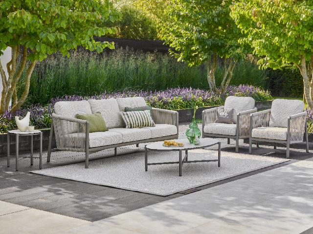 Apple Bee Bora Bora Lounge Sessel Rope inkl. Kissen Aluminium taupe