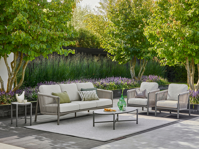 Apple Bee Bora Bora Rope Loungesofa 204cm inkl. Kissen Aluminium taupe