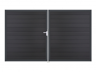 GrojaSolid BPC Steckzaun Doppeltor DIN Rechts Sonderbreite H:180cm anthrazitgrau DB703