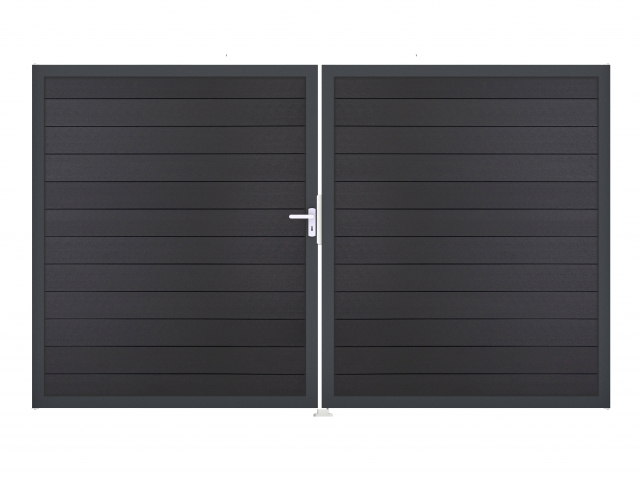 GrojaSolid BPC Steckzaun Doppeltor DIN Rechts Sonderbreite H:180cm anthrazitgrau DB703