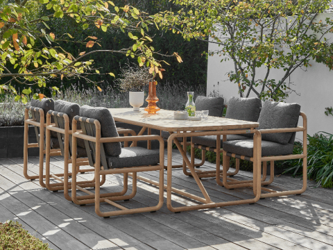Apple Bee Dolce Gartenmöbel-Set aus Teakholz inkl. Tisch 240x100cm und 6 Sesseln