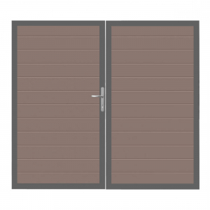 GrojaSolid BPC Steckzaun Doppeltor DIN Rechts Sonderbreite H:180cm terra DB703