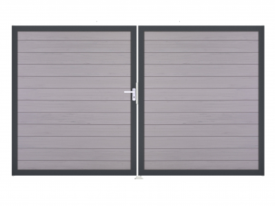GrojaSolid BPC Steckzaun Doppeltor DIN Rechts Sonderbreite H:180cm BiColor sand DB 703