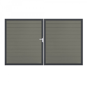 GrojaSolid BPC Steckzaun Doppeltor DIN Rechts Sonderbreite H:180cm grau, Alu-anthrazit DB703