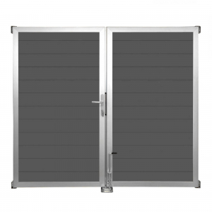 GrojaLumino Alu Steckzaun Doppeltor DIN Rechts Sonderbreite H:180cm anthrazit EV1