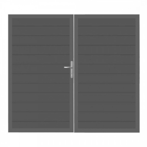 GrojaLumino Alu Steckzaun Doppeltor DIN Rechts Sonderbreite H:180cm anthrazit DB703