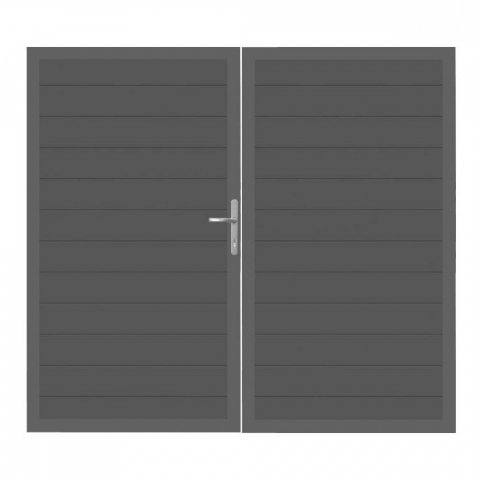 GrojaLumino Alu Steckzaun Doppeltor DIN Rechts Sonderbreite H:180cm anthrazit DB703